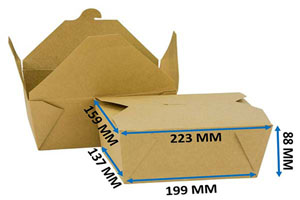 No. 4 Multi-Food Kraft Boxes - 3,000ml lockable Lid - 40x Per Pack